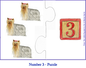 Easy (Two Piece) Number Puzzle Three – 3 Yorkshire Terrier Dogs
